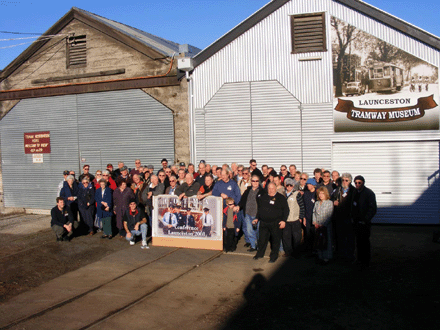 Launceston 2008 Conference Group photo taken at the Launceston Tramway Museum's Depot.